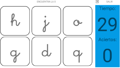 Figura 3. Captura de un juego tipo “sólo consonantes” de la aplicación “Apr3nde”.