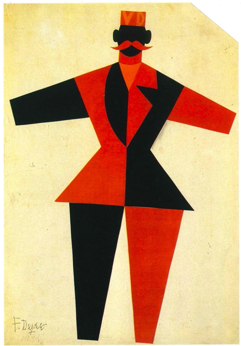 Depero, Fortunato, Costume Verzocchi, 1924. Collage de papel de colores 50,6 x 34,7 cm, MART, Rovereto.