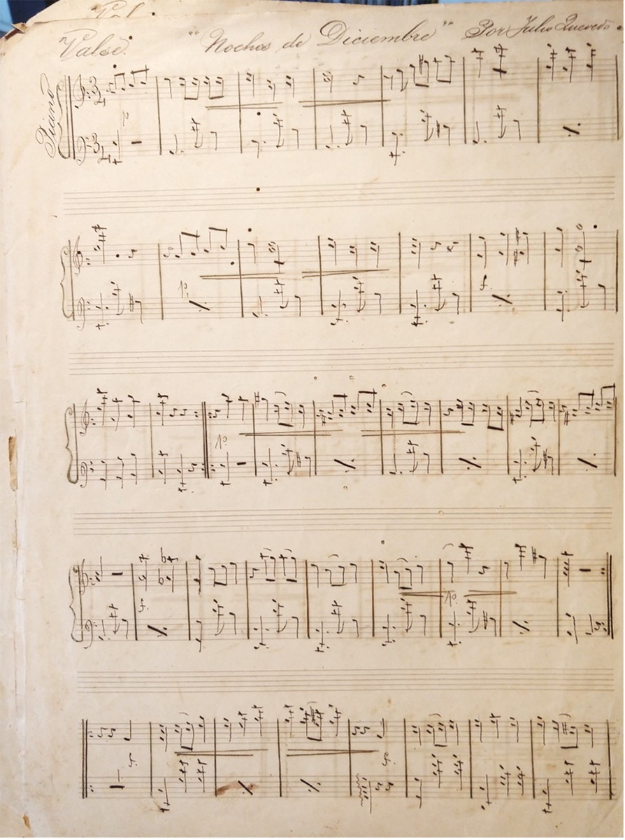 Noches de diciembre de Julio Quevedo Arvelo (Colección de piezas escogidas para Piano (1898) de Eloy Galavís)