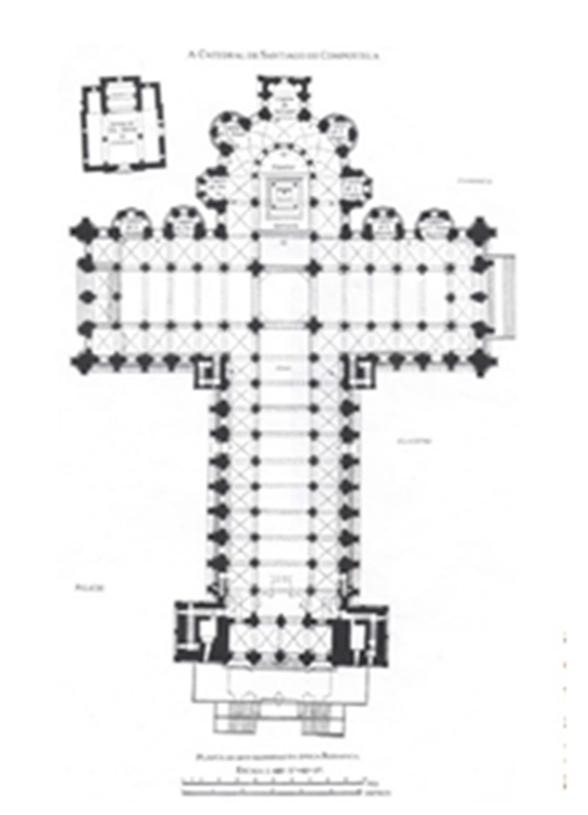 Planta de la Catedral de Santiago (K. J. Conant)