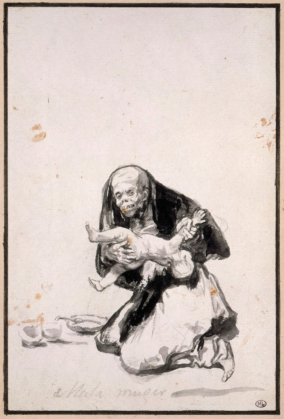 Fig. 3. Goya, Francisco de, Mala muger, 1819-23. Pincel y aguada de tinta de hollín, Musée du Louvre, París