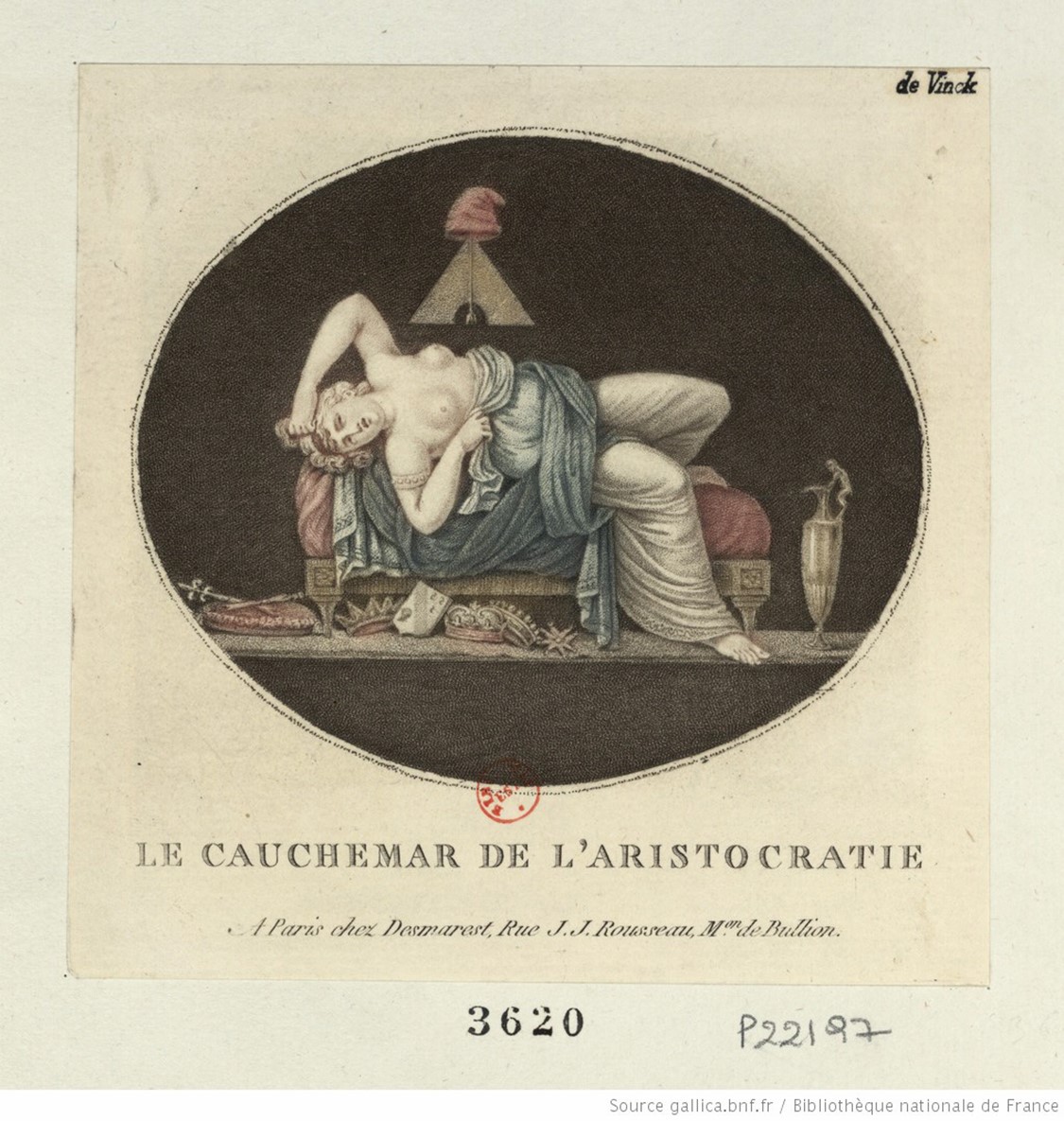 Fig. 6. Provost, Le Cauchemar de l’Aristocratie, 1793. Grabado de puntos coloreado a mano, Bibliothèque nationale de France, París