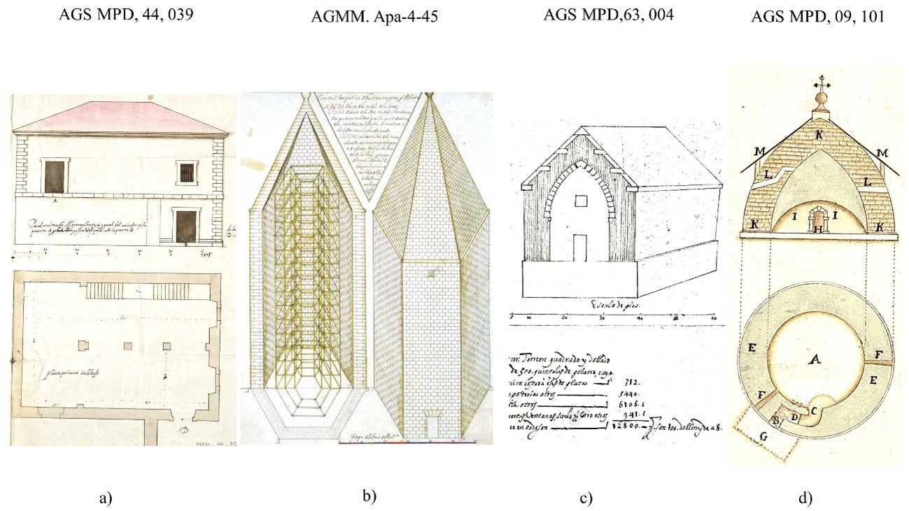 Fig. 4. Antecedentes de modelos de almacenes de pólvora en los ingenieros de los Austrias