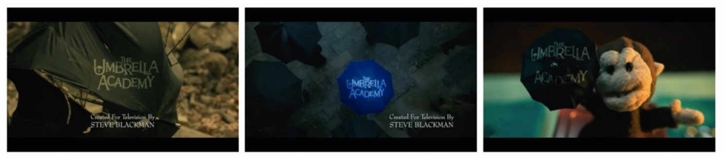 Fig. 11. Main title shot de algunos episodios de la serie The Umbrella Academy (temporada 1)