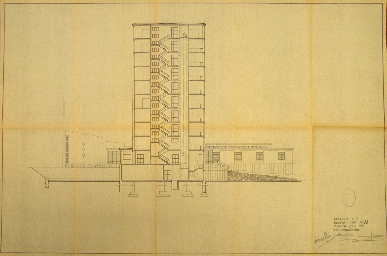 Fig. 7 Plano de sección por el sur