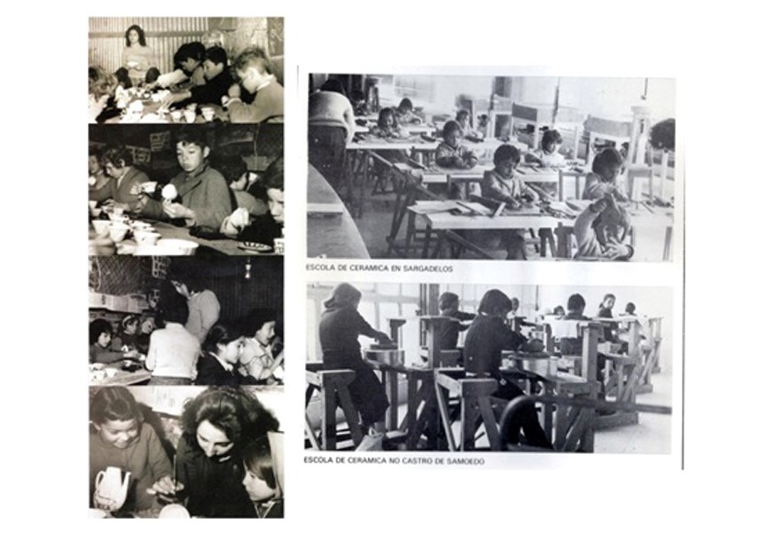 Fig. 2 Escuela de cerámica para niños en 1962, La Magdalena (Buenos Aires) (izquierda) y Escola de Cerámica en Sargadelos en 1984 (derecha)