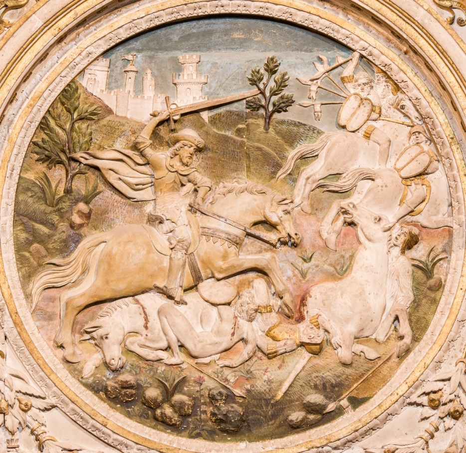 Fig. 12. Zarza, Vasco de la. Aparición de Santiago apóstol en la batalla de Clavijo. Monumento fúnebre de Alonso de Madrigal «El Tostado», 1510-1513. Yeso, Catedral de Ávila
