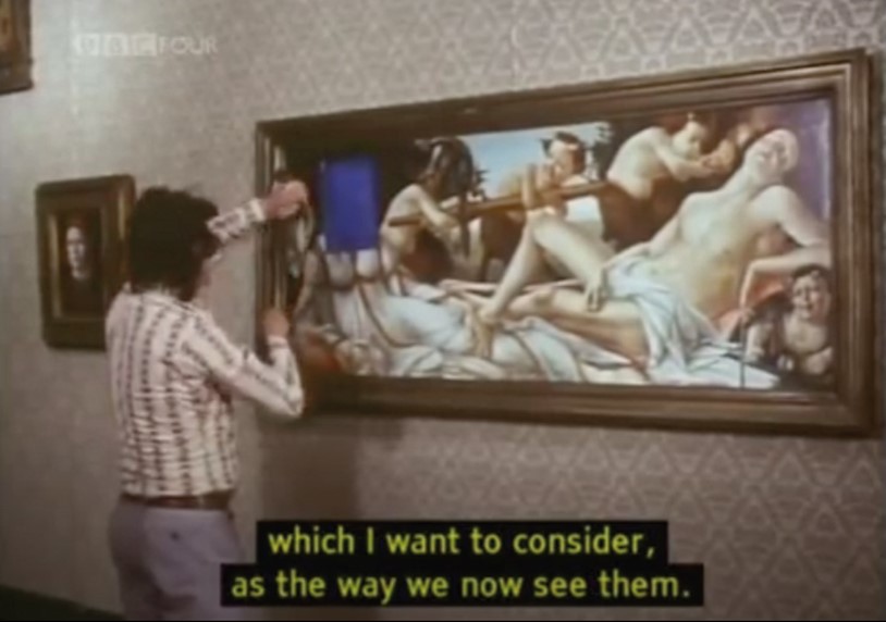 Fig. 5. John Berger cortando un cuadro en el primer capítulo de Ways of Seeing, BBC, 1972