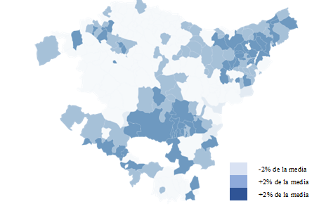 Mapa 1. Mapa municipal de la abstención en las elecciones autonómicas vascas de 2024