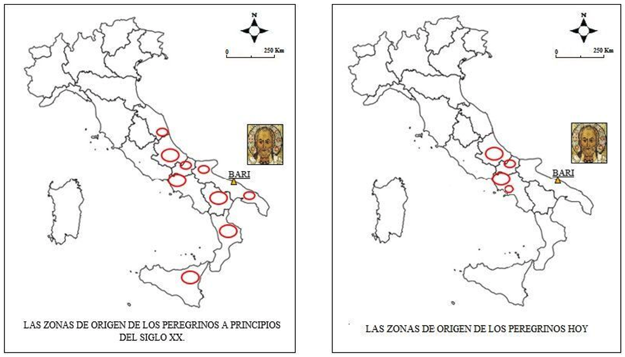 Evolución geográfica en la época de los peregrinos de San Nicolás.